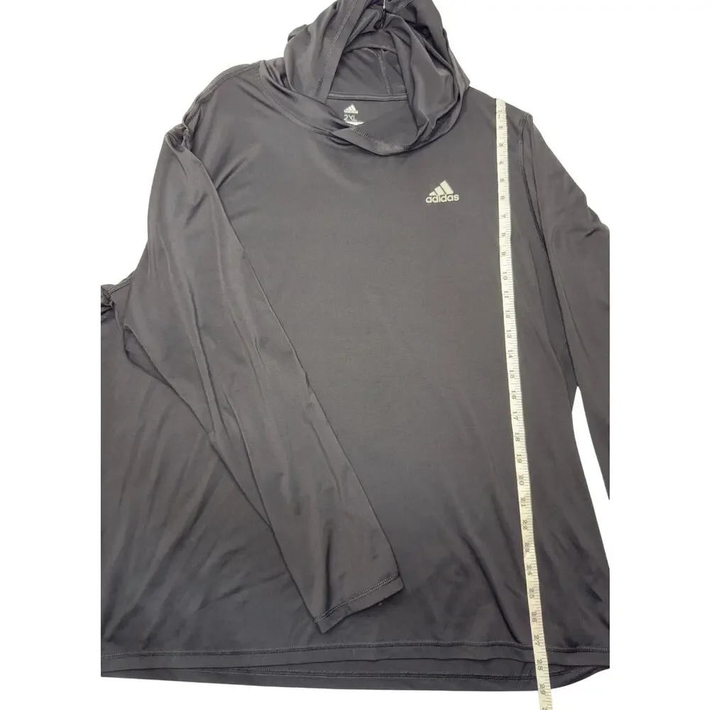 Adidas Mens 2XL Black Lightweight Performance Pullover Hoodie Athletic